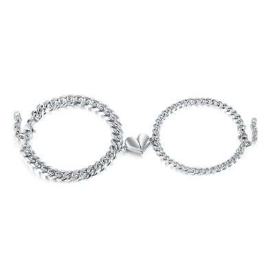 1 Stück Simple Series Tägliches Herz Edelstahl Paar Kettenarmbänder h5 
