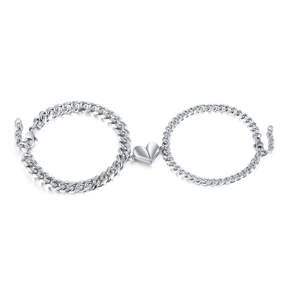 1 Stück Simple Series Tägliches Herz Edelstahl Paar Kettenarmbänder 