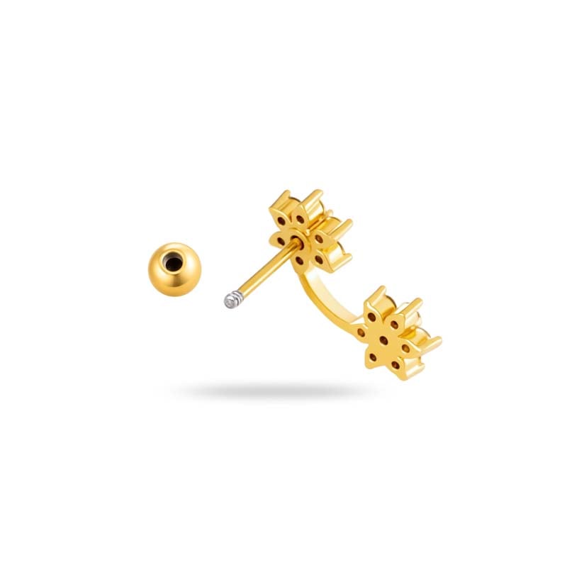 1 paire de boucles d&#39;oreilles piercing pour femme en forme d&#39;étoile simple, couleur cuivre et or, zircone Image5