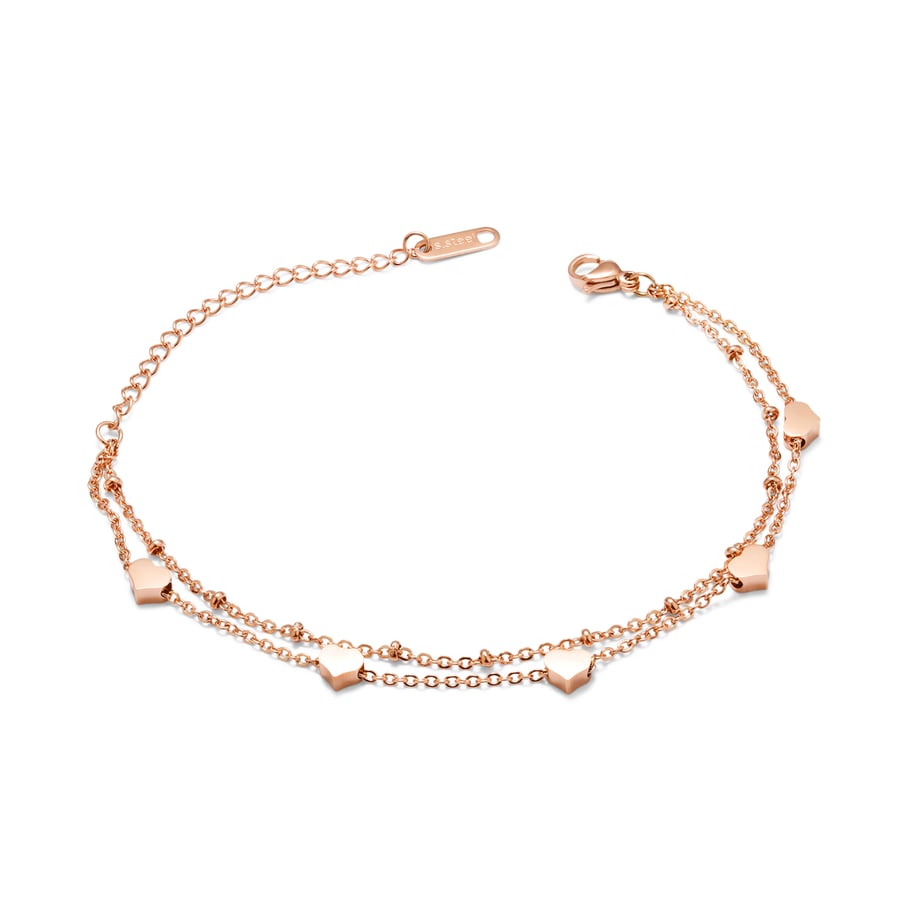 Bracelet chaîne en acier inoxydable pour femme, série Simple, motif cœur simple, 1 pièce 