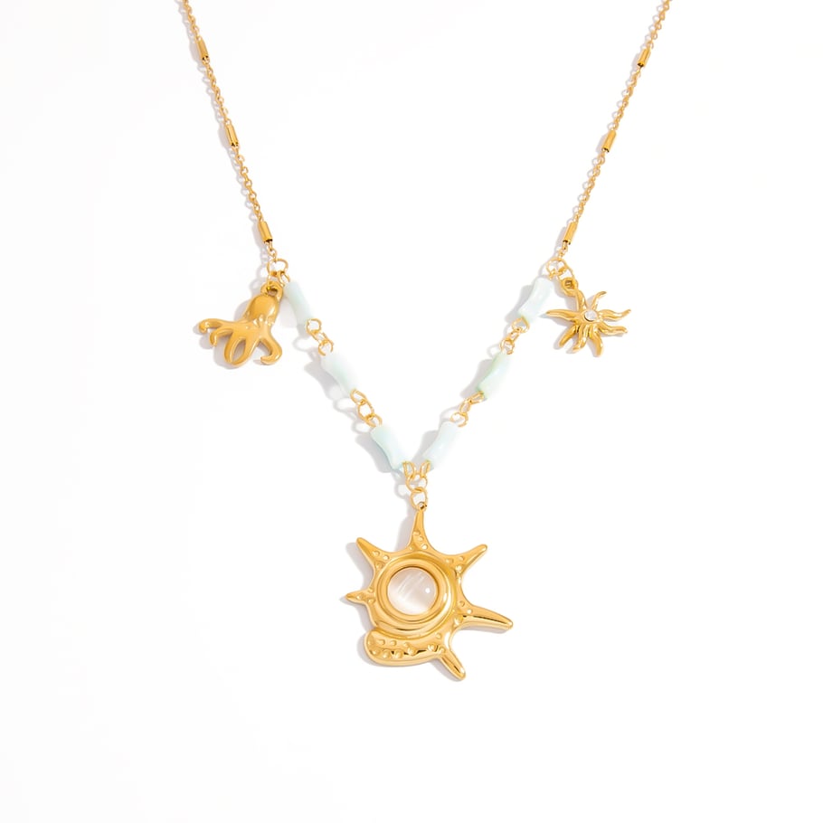 1 Piece Handmade Beaded Starfish Stainless Steel Women's Necklace
