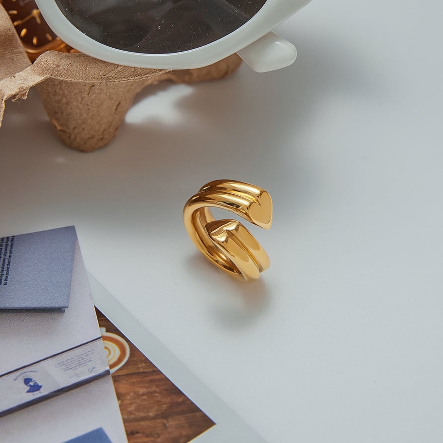 Simple Heart Stainless Steel Gold Color Minimalist Rings Picture6