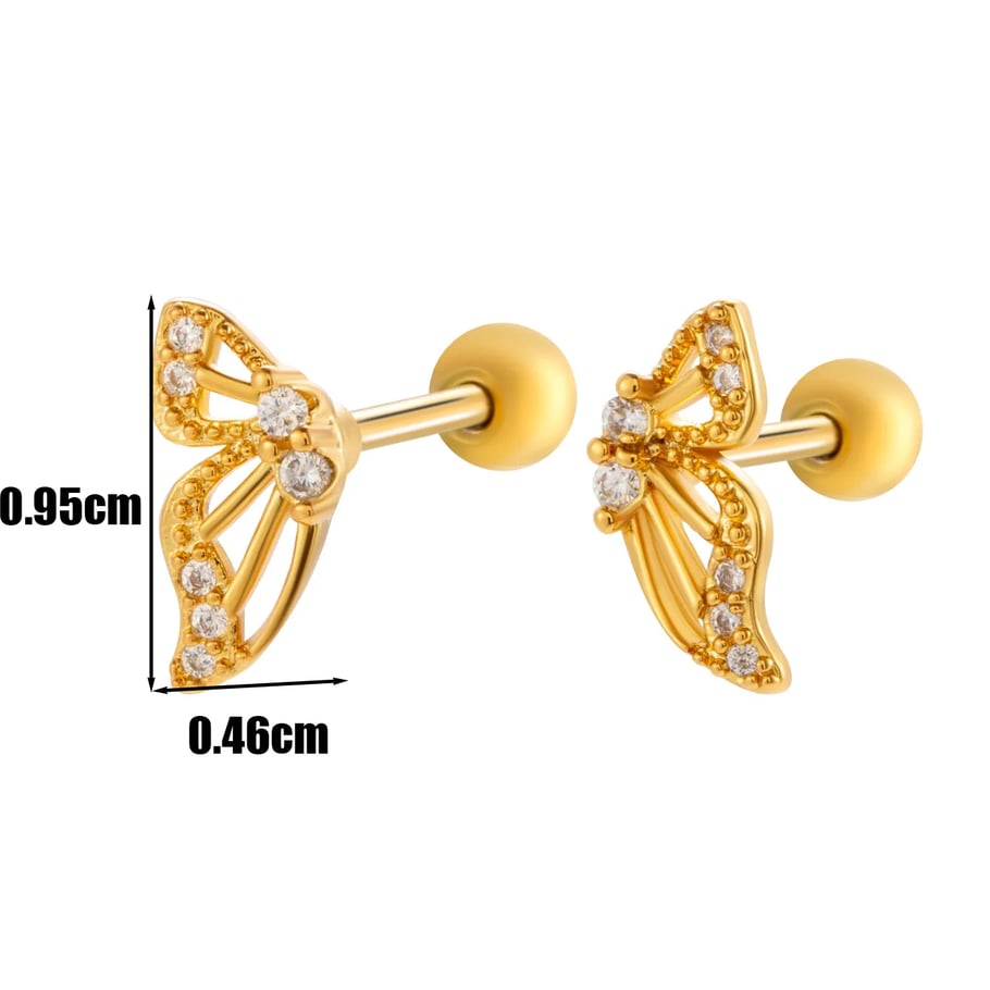 Flügel Kupfer Gold Farbe Zirkon Piercings Ohrringe Bild2