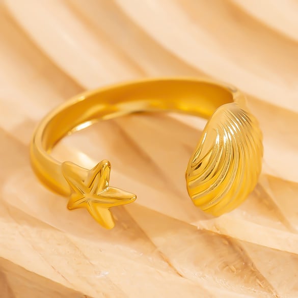 Anelli semplici in acciaio inossidabile color oro con tartaruga casual della serie Simple