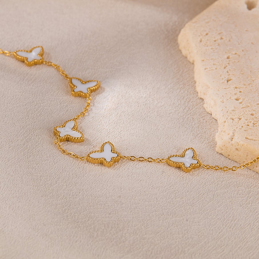 Schmetterlings-Charm-Armbänder aus Edelstahl in Goldfarbe Bild4