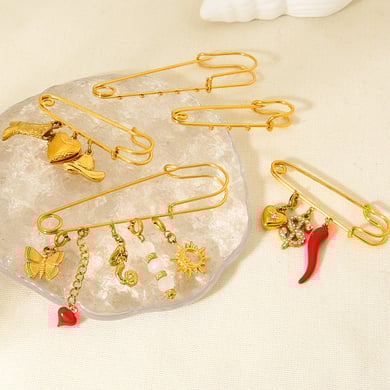 1 paio di spille in acciaio inossidabile color oro con motivo floreale giornaliero della serie lussuosa h5 Immagine5