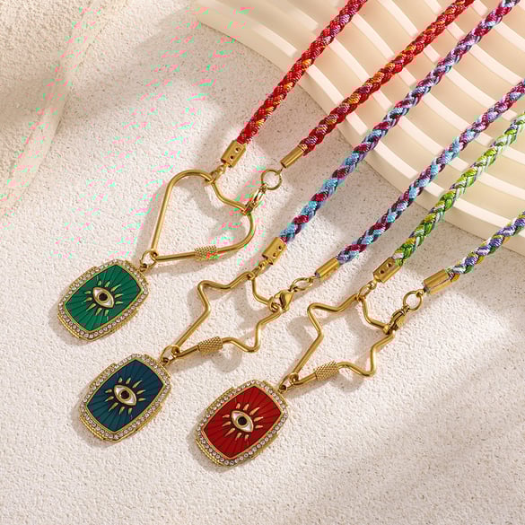 Opulent Eye Edelstahl Goldfarben Damen Anhänger Halsketten