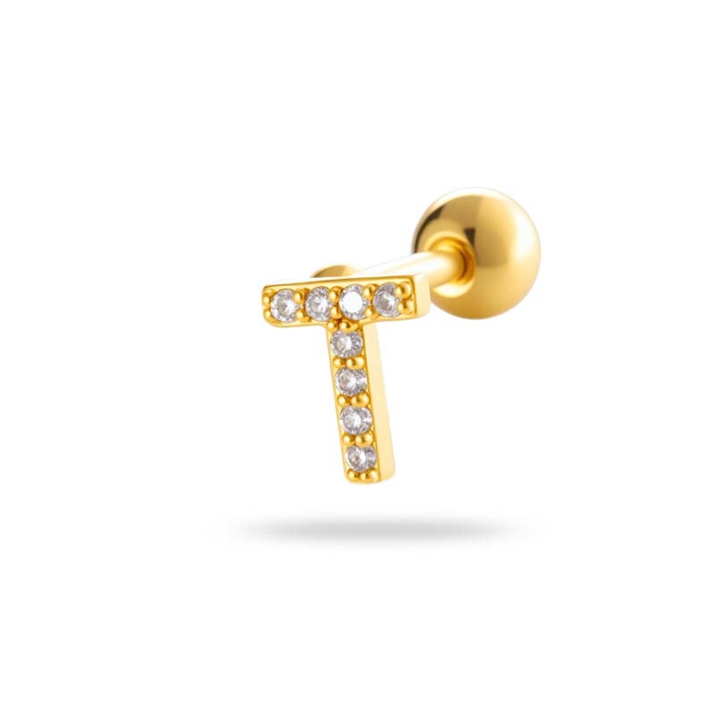 1 Paar Simple Series Simple Letter Kupfer Gold Farbe Zirkon Damen Piercings Ohrringe 