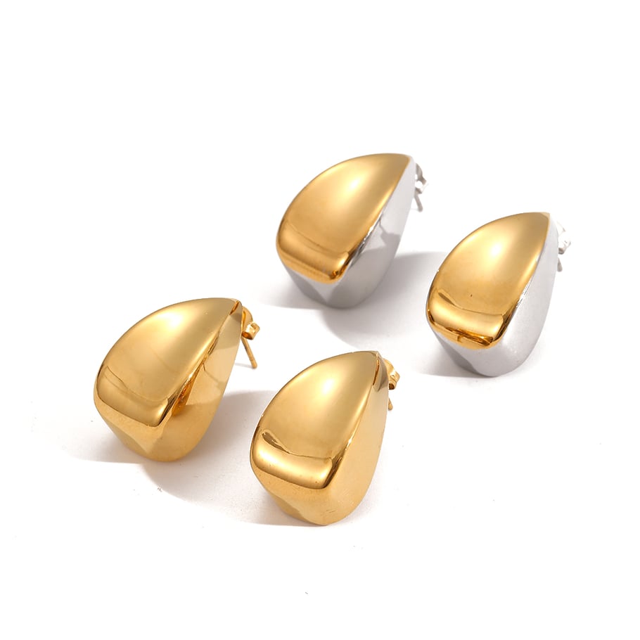 Pendientes clásicos de acero inoxidable con botones de colores variados Imagen5