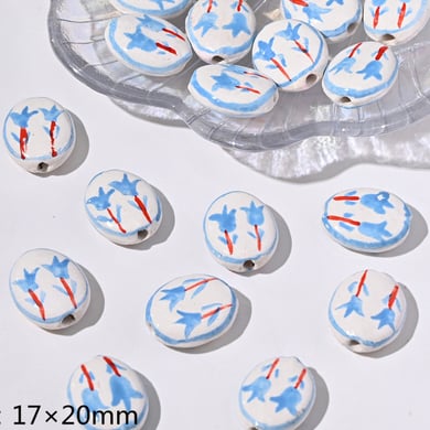1 pièce de perle de bijoux en céramique de la série bleue h5 