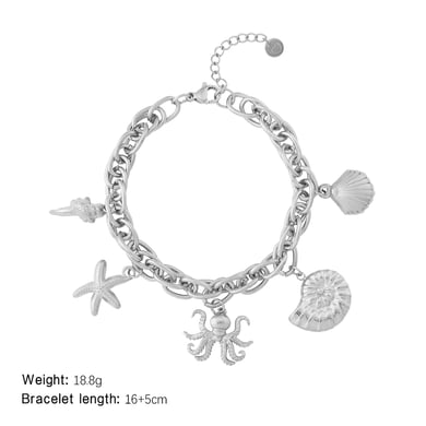 Octopus Oceanic Edelstahl Gold Farbe Damen Charm Armbänder h5 Bild2