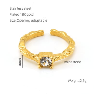 Anelli in acciaio inossidabile con pietre preziose color oro h5 Immagine2
