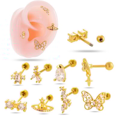 1 Pair Simple Series Simple Heart Copper   Gold Color  Zircon Women's Piercings Earrings h5 Picture4