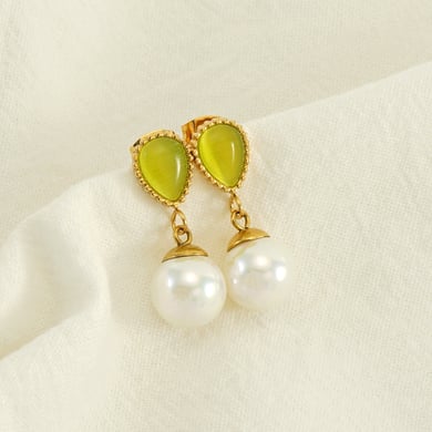Eleganti orecchini pendenti in acciaio inossidabile color oro h5 Immagine5