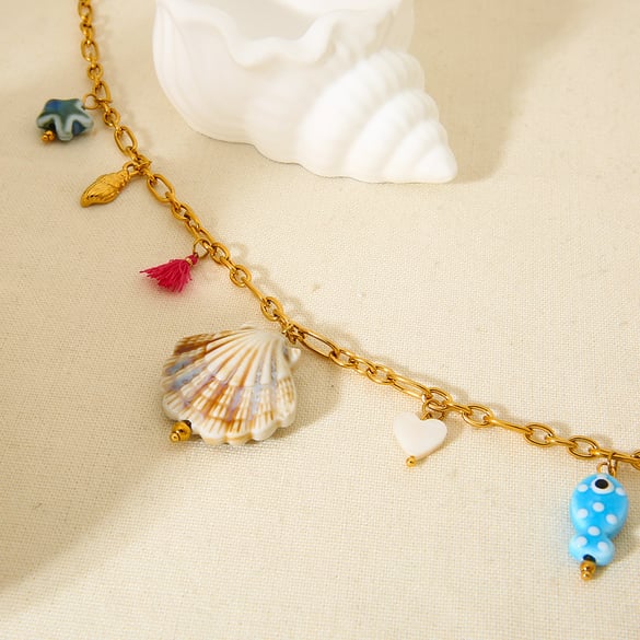 Luxuriöse Serie Vacation Turtle Edelstahl Gold Farbe Damen Anhänger Halsketten