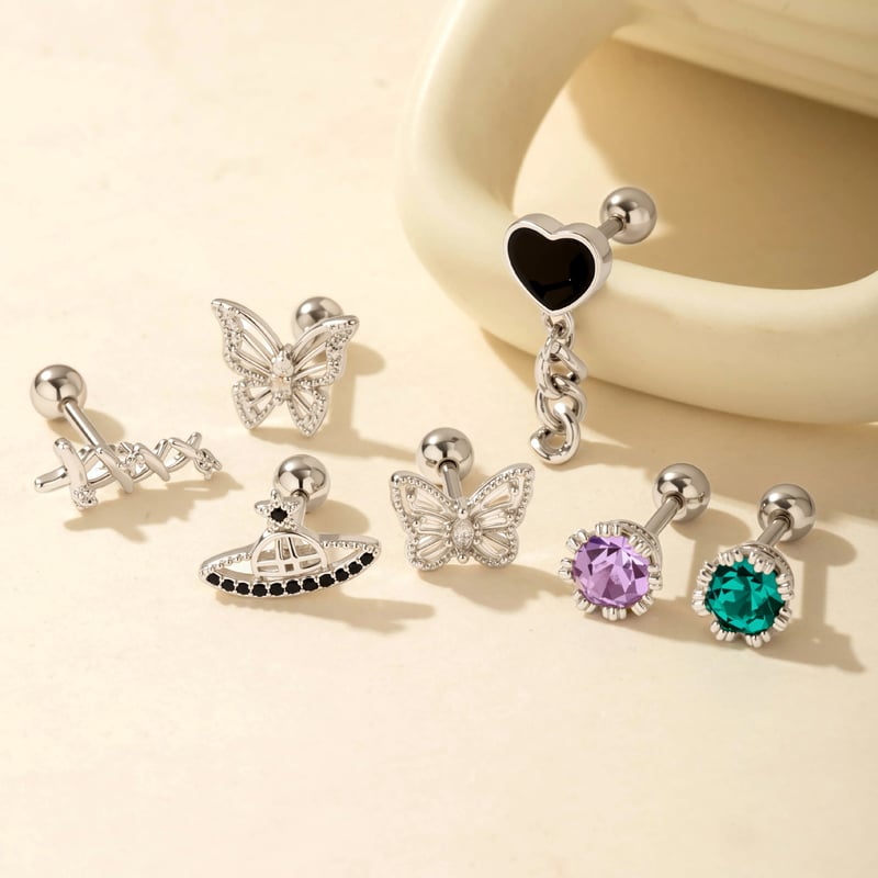 1 Çift Basit Seri Basit Kalp Bakır Altın Rengi Zirkonyum Kadın Piercing Küpe Resim6