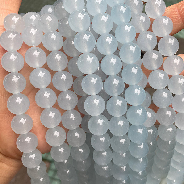 1 Strang elegante Aquamarin Naturstein Schmuckperlen Bild3