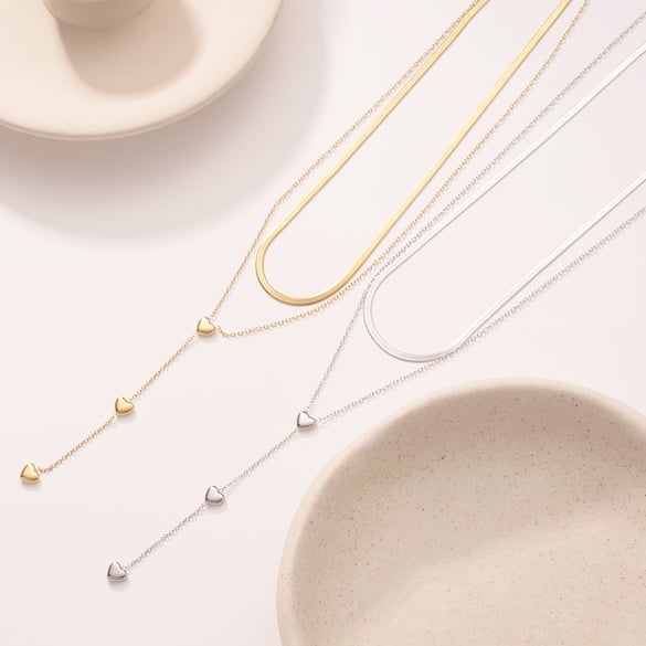 Leichte Herz Edelstahl Gold Farbe Damen Layered Halsketten 2