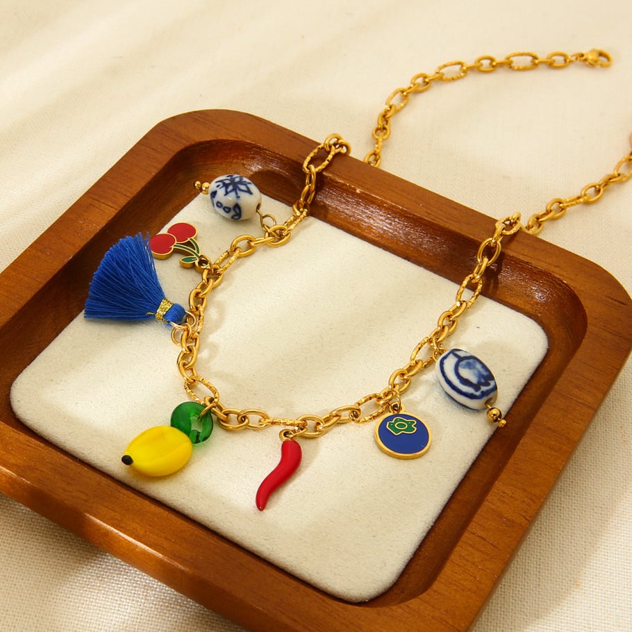 Sweet Fruit Series DIY Stainless Steel Pendant Necklaces Picture4