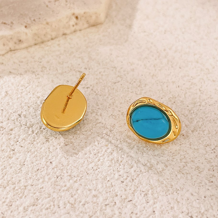 1 par de pendientes de botón de acero inoxidable dorados con diseño geométrico informal de serie simple para mujer Imagen4