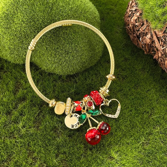 Süße Kirsche Gold Farbe Manschette Armbänder