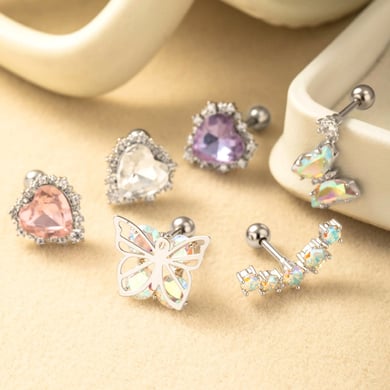 1 Çift Basit Seri Basit Kalp Bakır Altın Rengi Zirkonyum Kadın Piercing Küpe h5 Resim6