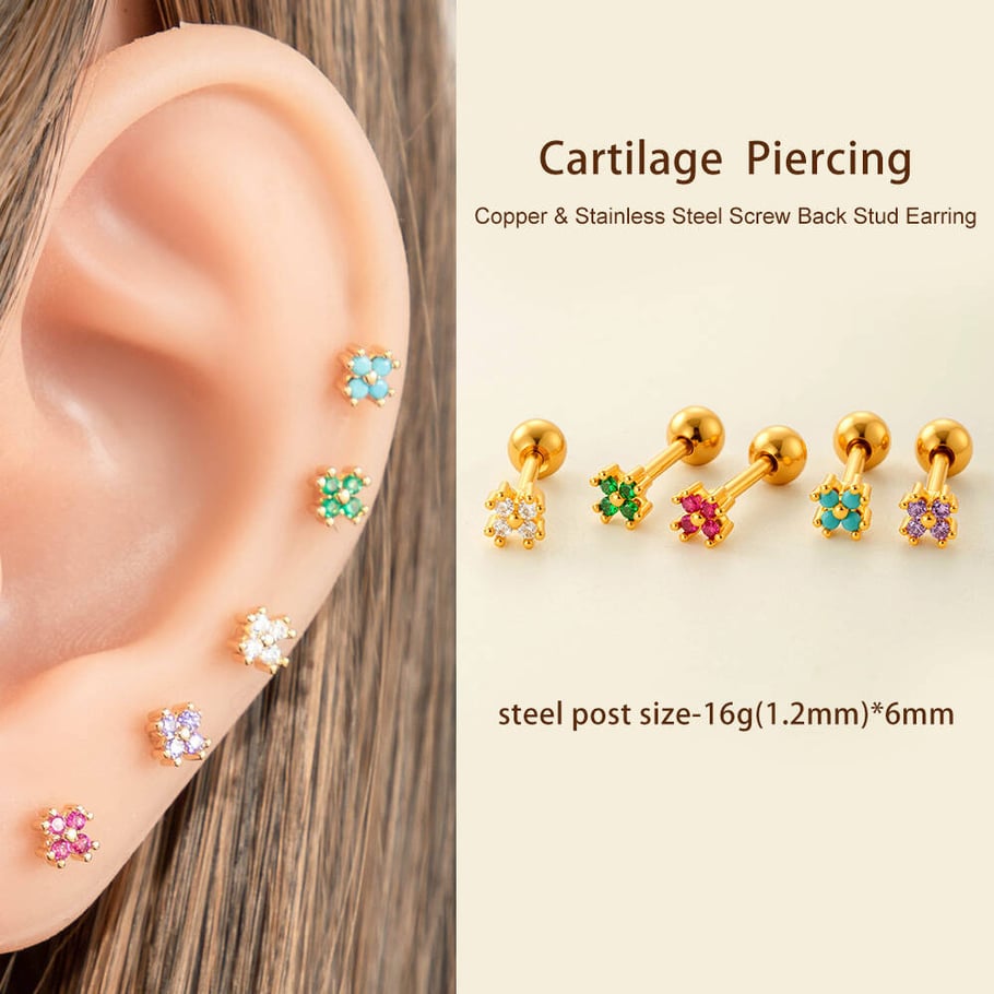 Blume Kupfer Gold Farbe Piercings Ohrringe Bild5