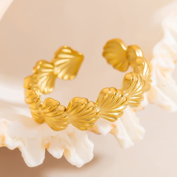 Muschel Edelstahl Gold Farbe Minimalistische Ringe