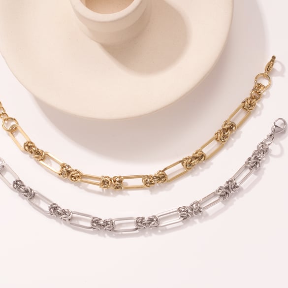 Braccialetti con ciondoli minimalisti da donna in acciaio inossidabile color oro