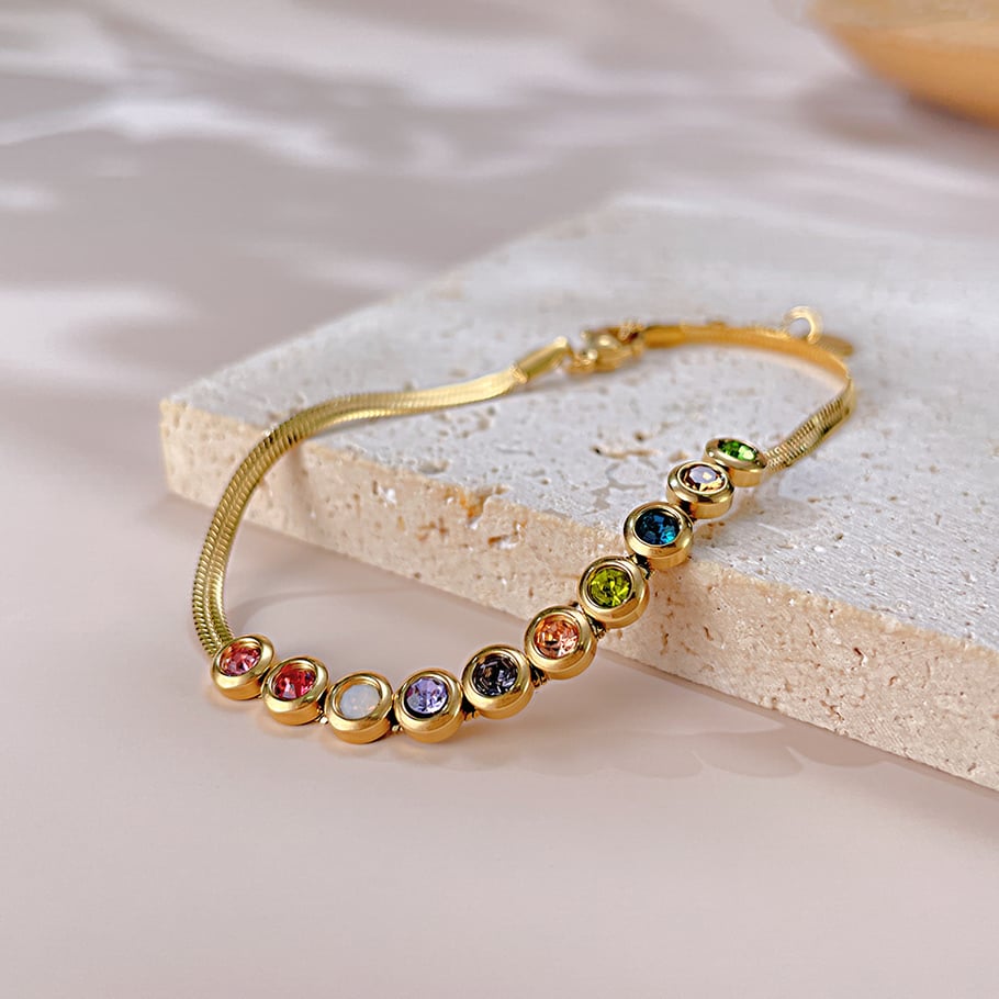 1 Stück Simple Series Tägliche geometrische Edelstahl Goldfarbene Damen-Kettenarmbänder Bild6