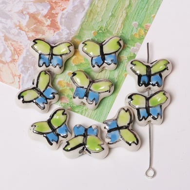 1 pezzo di perlina in ceramica a forma di farfalla per gioielli fai da te h5 