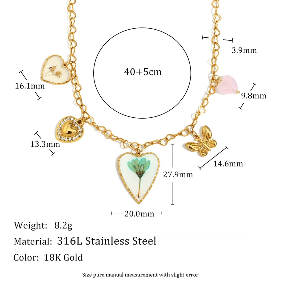 Collane da donna con ciondolo a forma di farfalla a forma di cuore romantico in stile lussuoso Immagine2