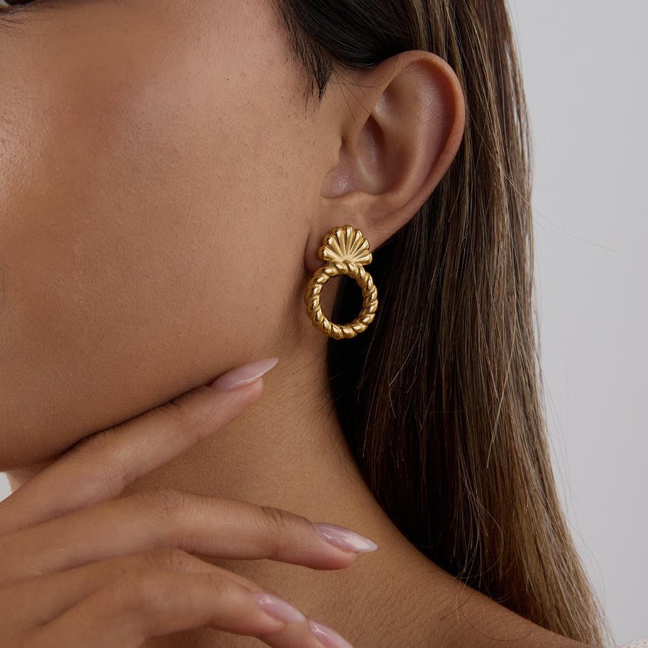 Retro Stainless Steel Gold Color Stud Earrings Picture4