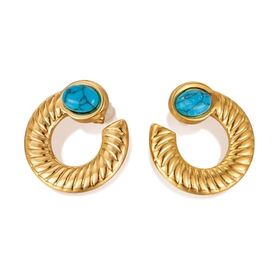 1 paio di orecchini a bottone da donna in acciaio inossidabile color oro, con motivo geometrico, semplici e quotidiani h5 