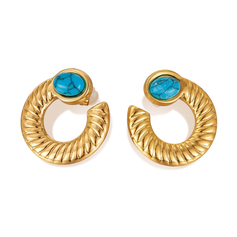 1 paio di orecchini a bottone da donna in acciaio inossidabile color oro, con motivo geometrico, semplici e quotidiani 