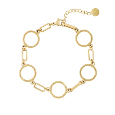 Annular Patchwork Geometric Stainless Steel Gold Color Women's Chain Bracelets h5 