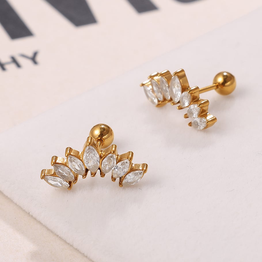 Flower Stainless Steel Gold Color Piercing Earrings Picture3