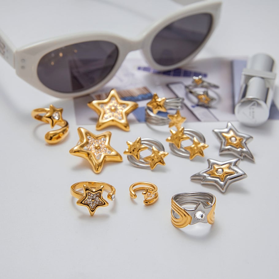Ins Style Star Edelstahl Gold Farbe Ohrring Sets Bild2