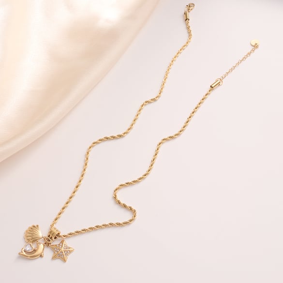 Colliers à pendentif en acier inoxydable doré pour femme, motif dauphin de vacances 2