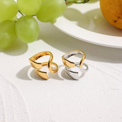 Einfache geometrische Edelstahl Gold Farbe Minimalist Ringe h5 Bild4