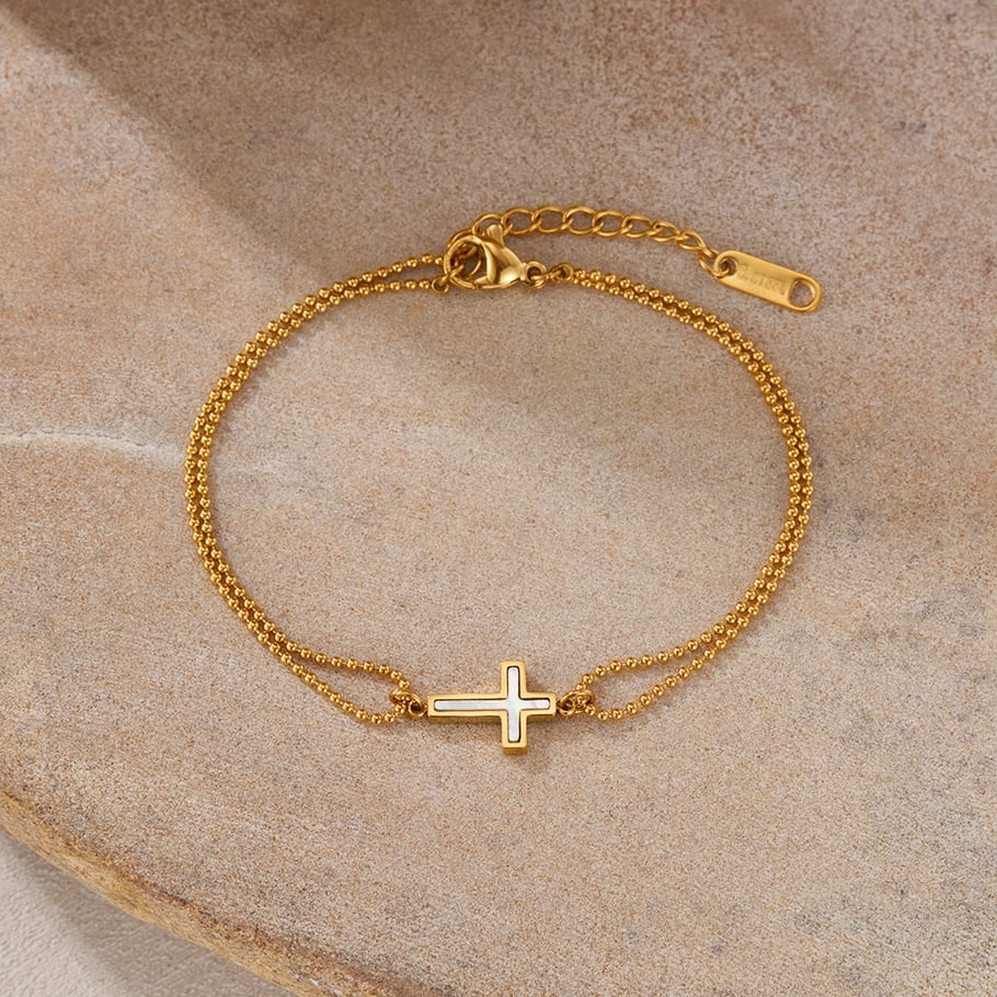 Bracelet chaîne simple en acier inoxydable couleur or pour femme, 1 pièce Image2