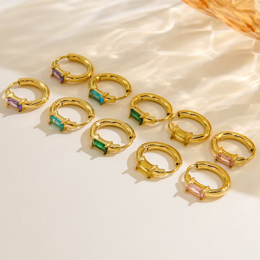 Simple Series Elegant Solid Color Stainless Steel Women's Hoop Earrings h5Picture3