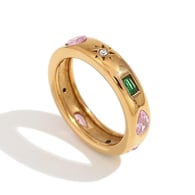 Rechteckiger geometrischer Zirkonring in Tropfenform – goldfarbener Diamant Bild3