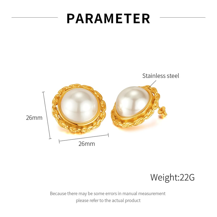 1 paio di orecchini a bottone da donna in acciaio inossidabile color oro, con motivo geometrico, semplici e quotidiani Immagine2