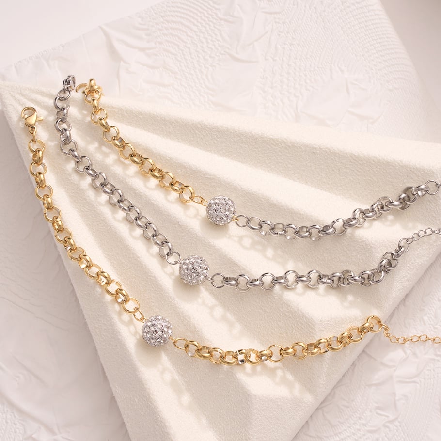 Sparkling Chain Stainless Steel Gold Color Women's Charm Bracelets Picture6