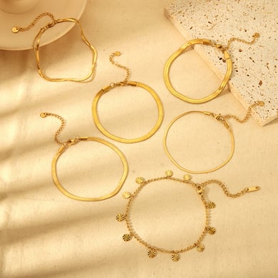 1 Paar Fußkettchen aus Edelstahl der Simple Series für den täglichen Gebrauch in Gold h5 Bild3