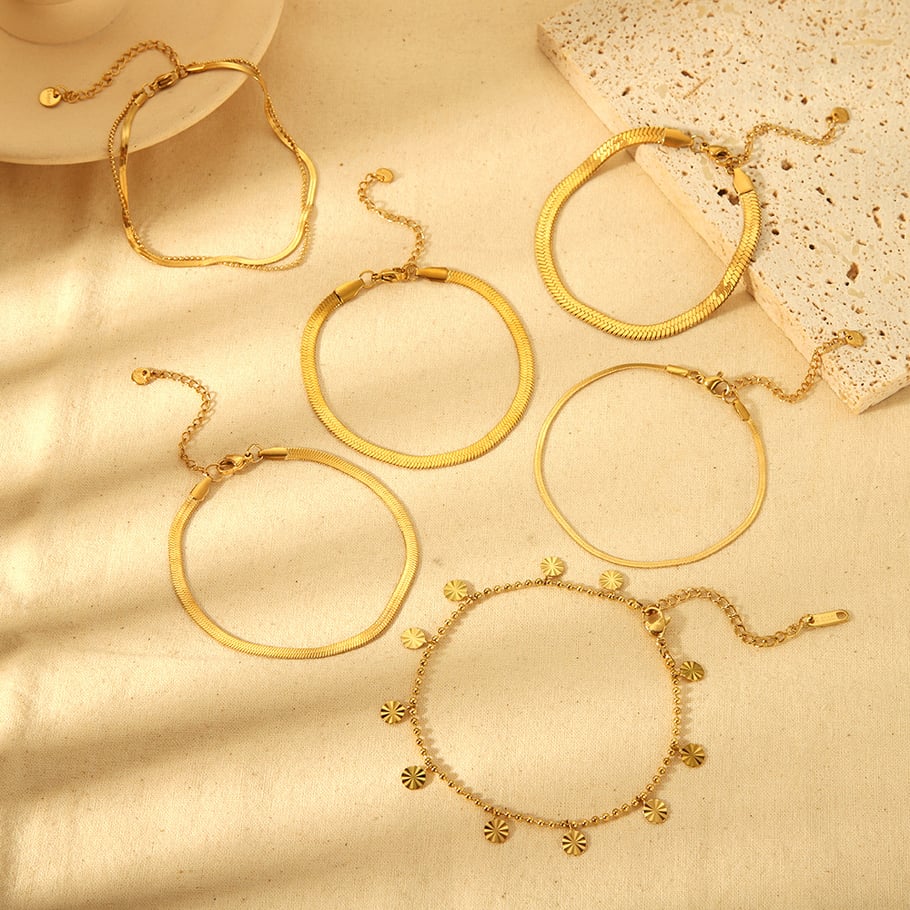 1 Paar Fußkettchen aus Edelstahl der Simple Series für den täglichen Gebrauch in Gold Bild3