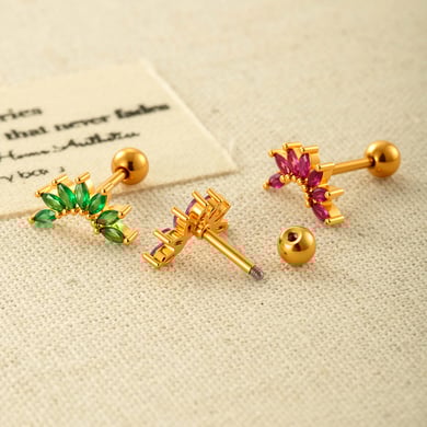 Copper Gold Color Zircon Piercings Earrings h5 Picture4