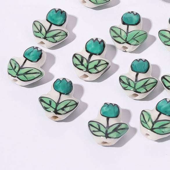 Perlina per gioielli fai da te in ceramica della serie verde, 1 pezzo 2