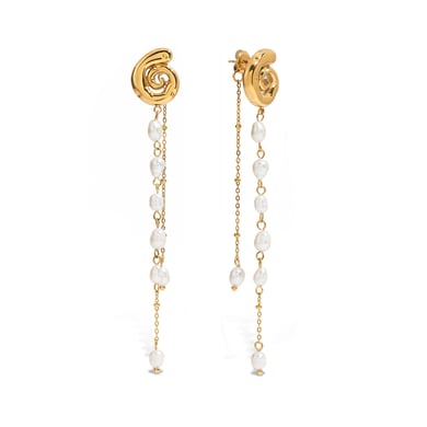 Elegante Quaste Edelstahl Gold Farbe Baumeln Ohrringe h5 